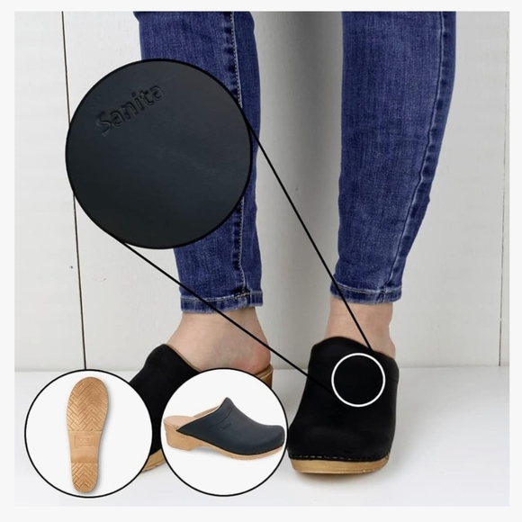 Sanita Women's Black and Tan Mules - Picture 2 of 15